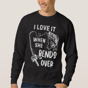 Sweatshirt J'adore quand elle se penche sur canne à pêche vin