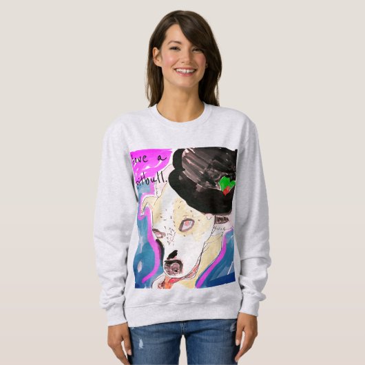 Sweatshirt J'adore un pitbull. (Devant entier)