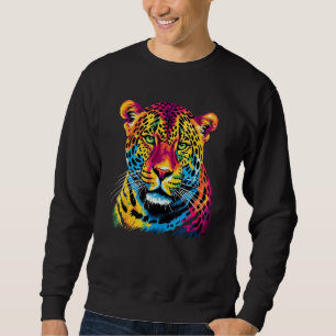 Sweatshirt Jaguar Arc-en-ciel Amateur de Gros Chat Imprimé Gr