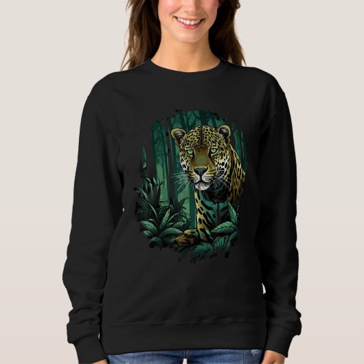 Sweatshirt Jaguar In Jungle Big Cat Lover Print Graphic Art D (Devant)