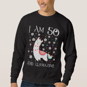 Sweatshirt J'ai 50 ans Llamazing Cute Llama 50th Girl B