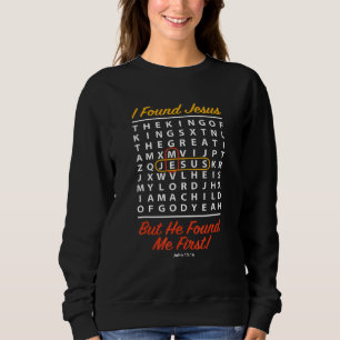 Sweatshirt J'Ai Trouvé Jésus Mot Croisé Puzzle Bible Jean 3 C