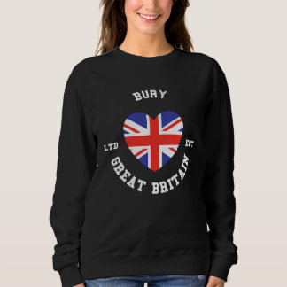 Sweatshirt J'aime BURY Grande-Bretagne Badge Drapeau du Cœur
