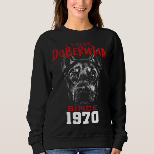 Sweatshirt J'aime doberman depuis 1970 (Devant)