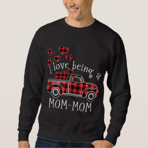 Sweatshirt J'aime être un camion rouge MOM-MOM avec coeur val