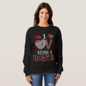 Sweatshirt J'Aime Être Un Enseignant Aide Red Plaid Hearts Va (Devant entier)