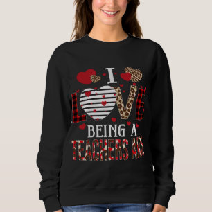 Sweatshirt J'Aime Être Un Enseignant Aide Red Plaid Hearts Va