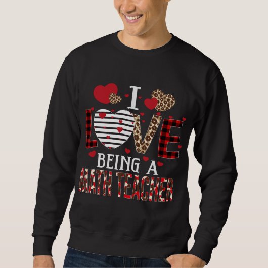 Sweatshirt J'Aime Être Un Enseignant En Maths Rouge Coeurs Pl (Devant)