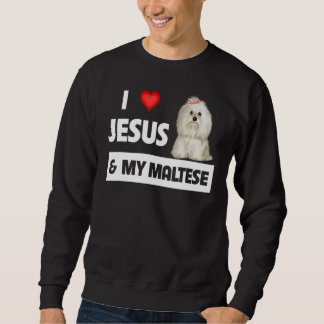 Sweatshirt J'Aime Jésus Et Mon Chien Maltais Maman Papa Malti