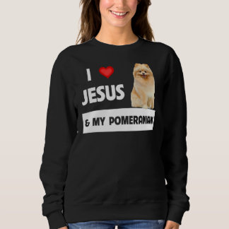 Sweatshirt J'Aime Jésus Et Mon Chien Poméranien Maman Et Papa