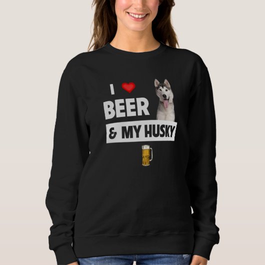 Sweatshirt J'Aime La Bière Et Mon Husky Maman Papa Sibérien A (Devant)