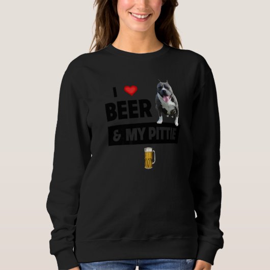 Sweatshirt J'Aime La Bière Et Mon Pittie Maman Papa Pitbull D (Devant)
