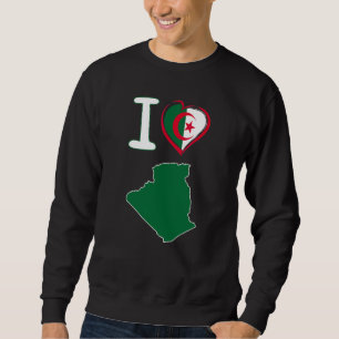 Sweatshirt J'aime l'Algérie Drapeau algérien en forme de hea