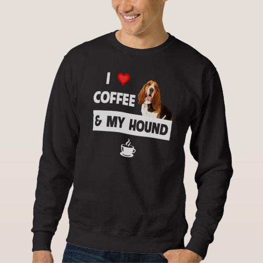 Sweatshirt J'Aime Le Café Et Mon Basset Hound Chien Maman Pap (Devant)