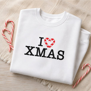Sweatshirt J'aime le cœur de bonbon de Noël