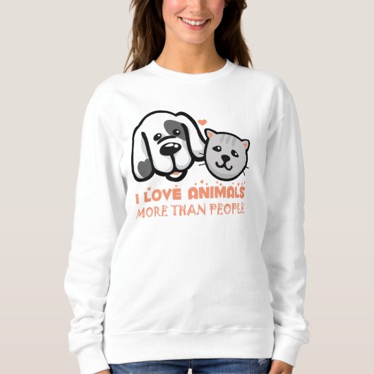 Sweatshirt j'aime les animaux plus que les gens (Devant)