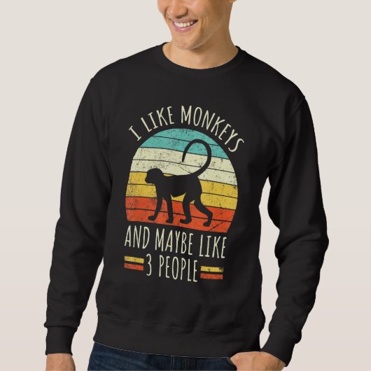 Sweatshirt J'Aime Les Singes Et Peut-Être 3 Personnes Retro M (Devant)