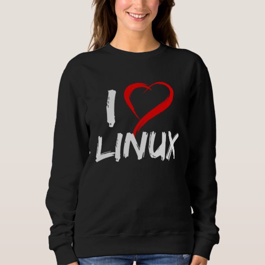 Sweatshirt J'aime Linux avec le manchot Tux du cœur Open Sour (Devant)