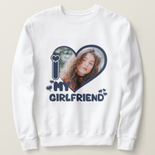 Sweatshirt J'aime ma petite amie Photo personnalisée Aimer mi