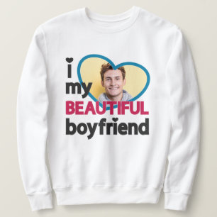 Sweatshirt J'aime mon beau petit ami photo personnalisée