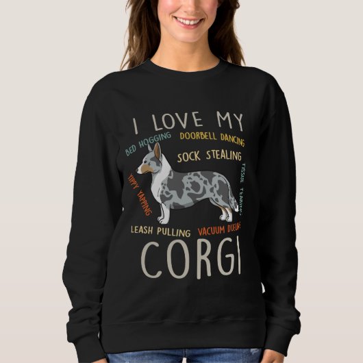 Sweatshirt J'Aime Mon Cardigan Welsh Corgi Chien Maman Papa M (Devant)