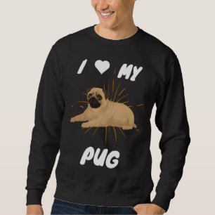 Sweatshirt J'aime mon Carlin mignon chien cadeau classique T-