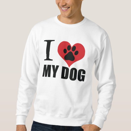 Sweatshirt J'aime mon chien jeter l'oreiller (Devant)