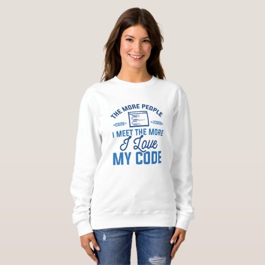 Sweatshirt J'aime mon code (Devant entier)