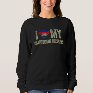 Sweatshirt J'aime mon mari cambodgien Drapeau du Cambodge Fe