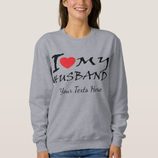 Sweatshirt J'aime mon mari texte avec symbole de cœur rouge p