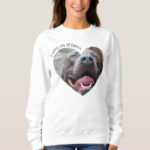 Sweatshirt J'aime mon pitbull chien photo personnalisée