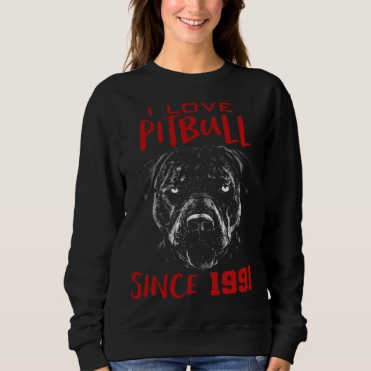 Sweatshirt J'aime pitbull depuis 1991 (Devant)
