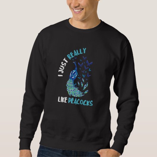 Sweatshirt J'aime vraiment simplement les paons Oiseau multic (Devant)