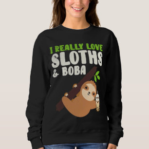 Sweatshirt J'Aime Vraiment Sloth Boba Cute Lazy