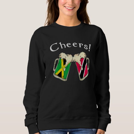 Sweatshirt Jamaica Trinidad & Tobago Flag Cheers Beer Grown P (Devant)