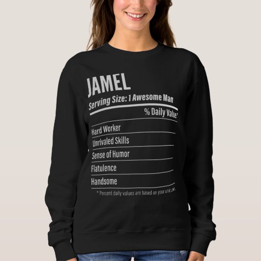 Sweatshirt Jamel Taille de la portion Nutrition Étiquette Cal (Devant)