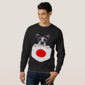 Sweatshirt Japan Flag Boston Terrier Dog In Pocket (Devant entier)