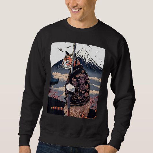 Sweatshirt Japanese Aesthetic Sakura Cherry Blossoms samurai  (Devant)