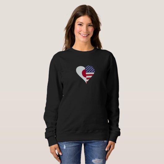 Sweatshirt Japanese Americans American Flag Japanese Flag Hea (Devant entier)