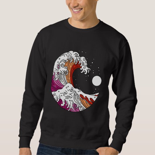 Sweatshirt Japanese Great Wave Lesbian Pride Flag WlW Gay Gir (Devant)
