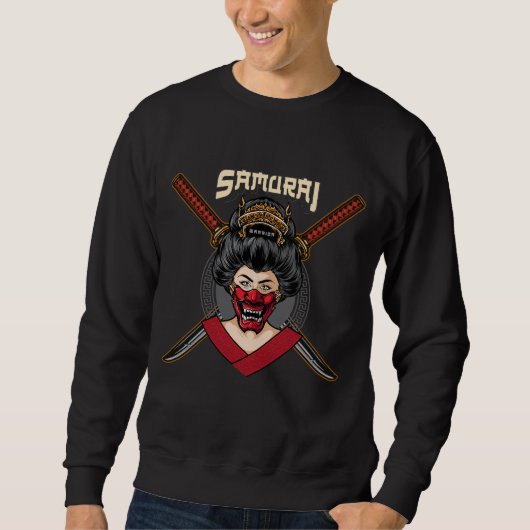 Sweatshirt Japonais Hannya Masque Geisha Samurai (Devant)
