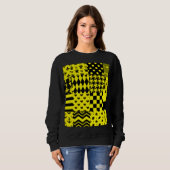 Sweatshirt Jaune Noir Mixte Conception Motif Patchwork (Devant entier)