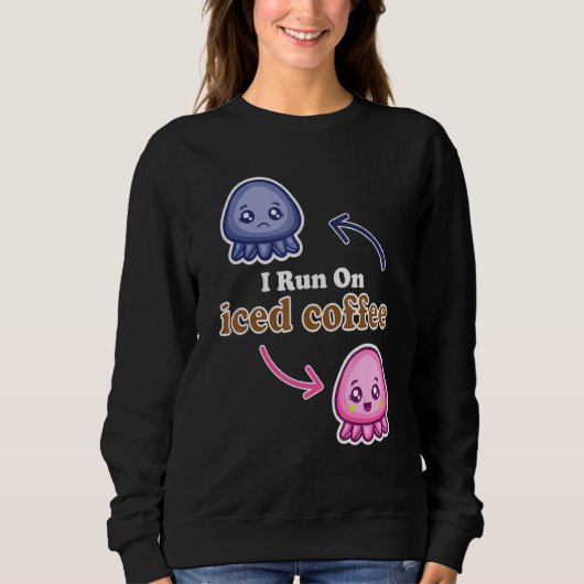 Sweatshirt Je Cours Sur Du Café Glacé Cute Octopus Réversible (Devant)