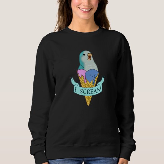 Sweatshirt Je crie Quaker Parrot, Funny Glace Blue Monk (Devant)