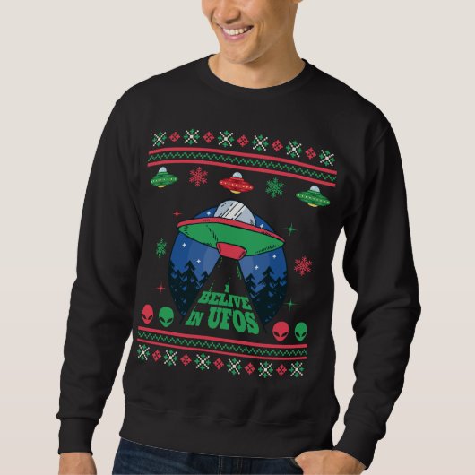 Sweatshirt Je crois aux OVNI, affreux pull de Noël (Devant)
