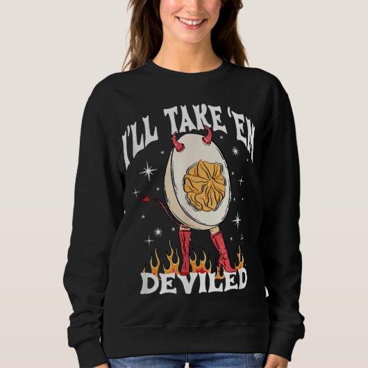 Sweatshirt Je les prendrai dévilés costume d'oeuf dévilé Merc (Devant)