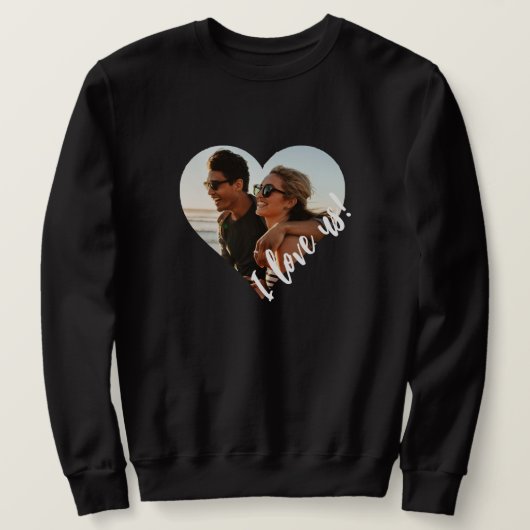 Sweatshirt Je nous aime Script Heart Photo Black (Design devant)