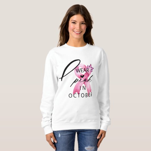 Sweatshirt Je porte le rose en octobre Sensibilisation au can (Devant entier)
