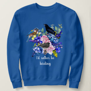 Sweatshirt Je préfère être Birding / Style Printemps Bleu