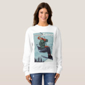Sweatshirt Je préfère skier Imprimer (Devant entier)